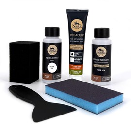 Sofolk Leather Renovation Kit - 21 Colours Available: Repair + leather dye + varnish for faking or repairing car seats, chairs, saddles, jackets, shoes etc.