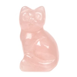 Carved Natural Rose Quartz Cat Guardian Statue Home Decor Reiki Chakra Healing Crystal Desk Gemstone Decoration Stone Crafts Gemstone Collectible Gift