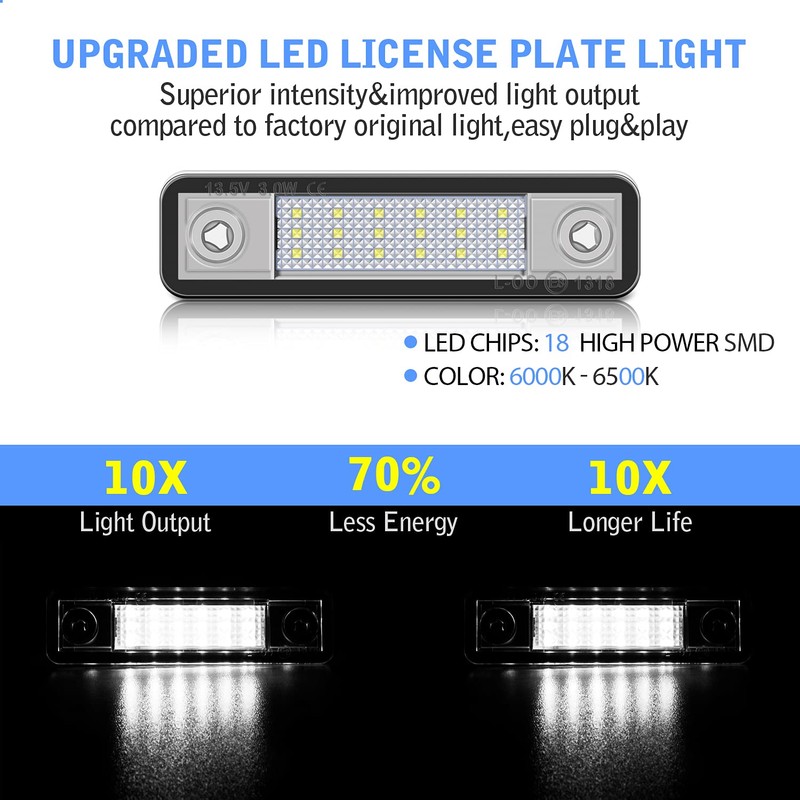 TECTICO 2 x SMD Ultra White LED Number Plate Light