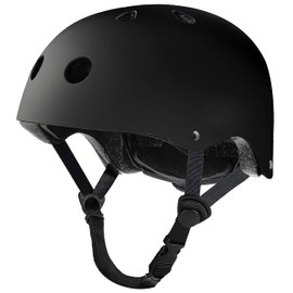 Tourdarson Skateboard Helmet Impact Resistance Ventilation for Youth & Adult (Black, Medium)