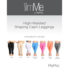 Double Agent High Waist Shaping Capris - SlimMe by MeMoi - Versatile Leggings ,White,X-Large