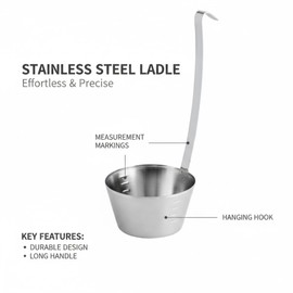 CASI HOME 32oz Soup Ladle - Heavy-Duty Restaurant & Commercial Grade Stainless Steel with One-Piece Welded Handle, Deep Bowl for Large-Batch Cooking | For Chefs, Caterers & Soup Kitchens