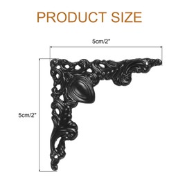 uxcell 16pcs Vintage Flat Corner Bracket 2"x2" Decorative Metal Desk Corner Protectors with Screw for Box Cupboard Decorative Furniture Black