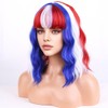 WTHCOS Red White Blue Wigs for Women Girls American Flag