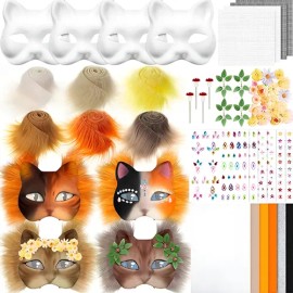 Hkl Kit De Máscara Diy Therian, Máscara De Gato En Blanco Zz