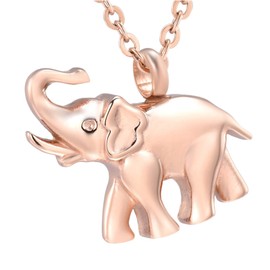 Vjajaly Elephant Cremation Jewelry for Ashes Stainless Steel Pendant Keepsake Holder Ashes for Pet Human Memorial Urn Necklace for Men Women (Rose Gold)