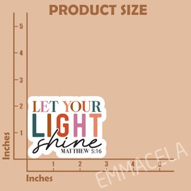 (3PCS) Let Your Light Shine Matthew 5:16 Sticker Christian Faith Sticker Jesus Sticker, Bible Verse Sticker, Waterproof Vinyl Decal for Books Laptops Tumblers Water Bottles and More, Size 3" x 2.3"