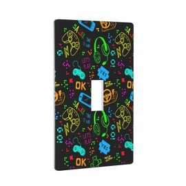 Lhdlnn Colorful Video Game Controller Light Switch Cover Plate Decorative Gaming Gamer Wall Plate 1 Gang Single Toggle Switchpalte Electrical Faceplate for Boys Kids Bedroom Bathroom 4.5" x 2.76"