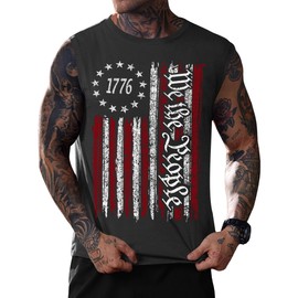 Mainfini Men's Muscle Tank Tops American Flag Sleeveless Tee Shirts 1776 Patriot Tank Shirt XXXL