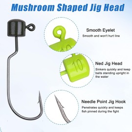 Fishing Jig Heads Ned Rig Hooks Finesse Mushroom Jig Heads Shroom Jigs Ned Hooks for Bass Fishing Soft Plastic Baits 2.8g，3.5g, 4.6g, 7g, 10g (7g - 15pcs)