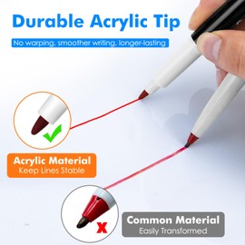 maxtek Magnetic Dry Erase Markers Ultra Fine Tip, 0.7mm Extra Fine Point Thin Dry Erase Markers with Eraser for Planning Whiteboard, Calendar Boards, 12 Colors, Low Odor