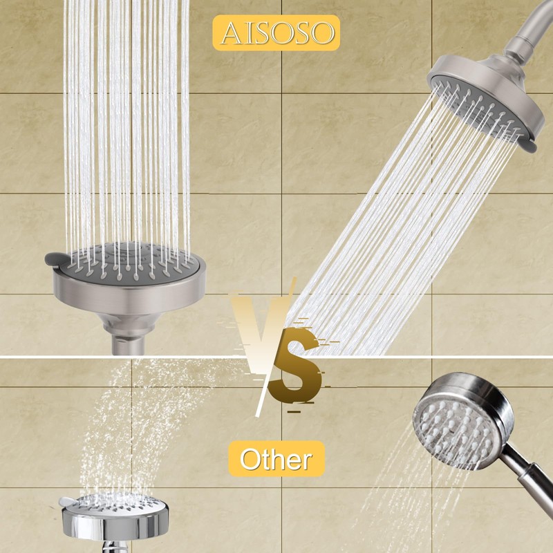 AISOSO Shower Head, 5 Modes High Pressure Shower Heads for