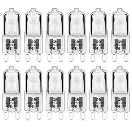Haraqi Pack of 12 G9 Halogen Bulbs 230 V 28 W 310 lm G9 Bulb, 2800 K Warm White, Capsule Bulbs Dimmable, No Flickering