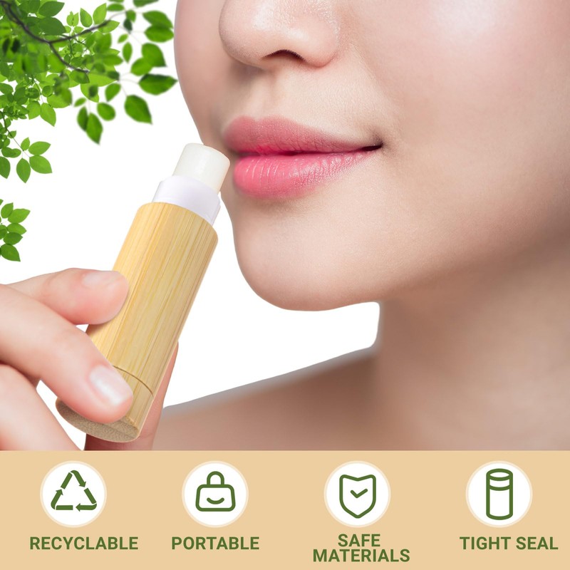 48 Pcs Bamboo Empty Lip Balm Containers, Refillable 5g Lipstick