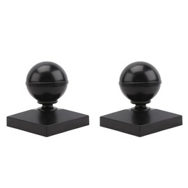 Plum Fittings 4" x 4" Square Black Aluminum Ball Post Cap for Aluminum Fence Posts | Black Post Caps (2 Pack)