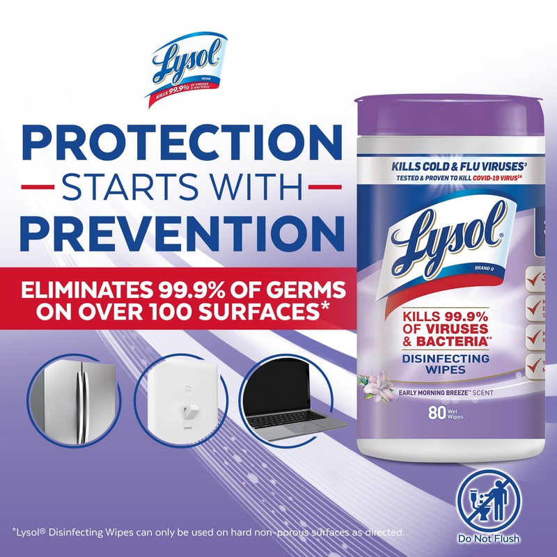 Lysol Disinfectant Wipes, Multi-Surface Antibacterial Cleaning Wipes, Dorm Room Essentials