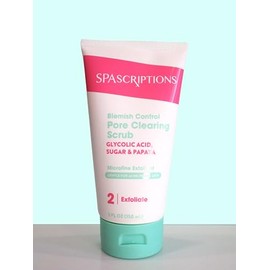 SpaScriptions- Exfoliante limpiador de poros y control de imperfecciones con ácido glicólico, azúcar y papaya, 5 onzas líquidas