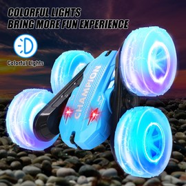 KaeKid Remote Control Cars for Kids,Stunt Cars Wheel Lights RC Car,360°Double Side Flips RC Car for 6+ Year Old Boy,Gifts for Boys Birthday Presents(Blue)