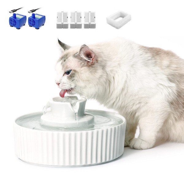 Cepheus 360 Ceramic Pet Fountain, Advanced Porcelain Cat Water Fountain,