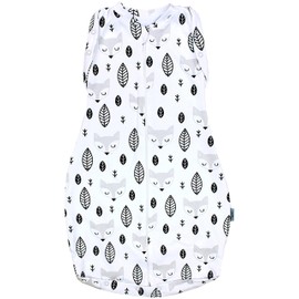 TupTam Baby Swaddling Bag, Oeko-Tex Certified Materials, Padded Baby Sleeping Bag, 2.5 Tog, Unisex, Unpadded 0.5 tog / foxes white grey