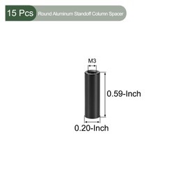 YOKIVE Pack of 15 Aluminium Round Head Black M3 15 mm Spacers Ideal for Robot Drones, 3D Printers, TV Wall Mounts, Pegboards, Computers, FPV, Sockets