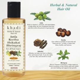 Satvayush Khadi Hair Oil - Amla Reetha Shikakai Bhringraj Paraben and Mineral Oil Free- 210 ml