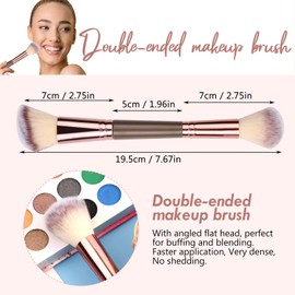 Nivofu Make-up brush, powder brush, double brush, foundation brush, concealer brush, blush brush, cosmetic brush, soft, Kabuki make-up brush, all-rounder for exquisite makeup, rose gold