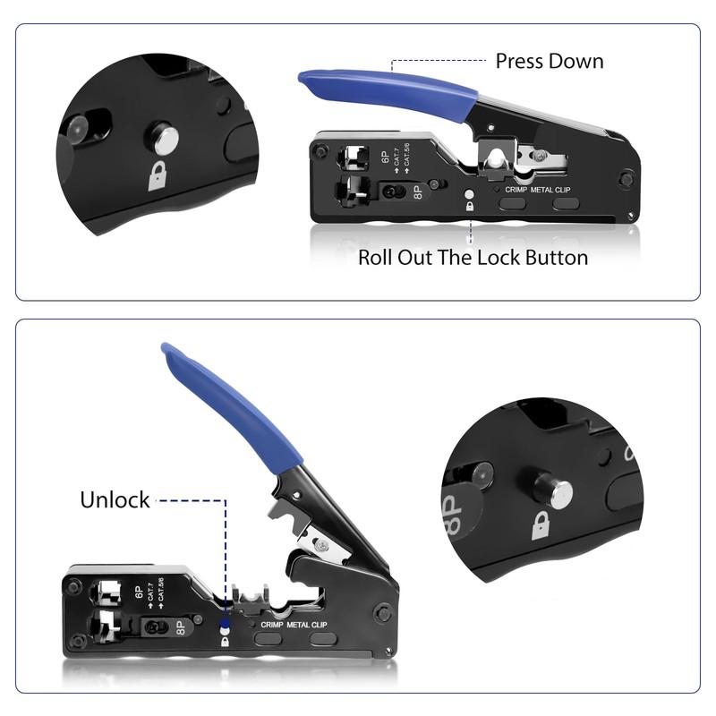 RJ45 Crimping Pliers Network Connector Set with 10 x Cat