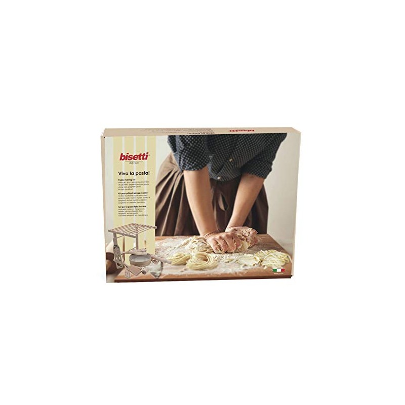 Bisetti 11 Piece Pasta Kit Including: Rolling Pin, Drying Rack,