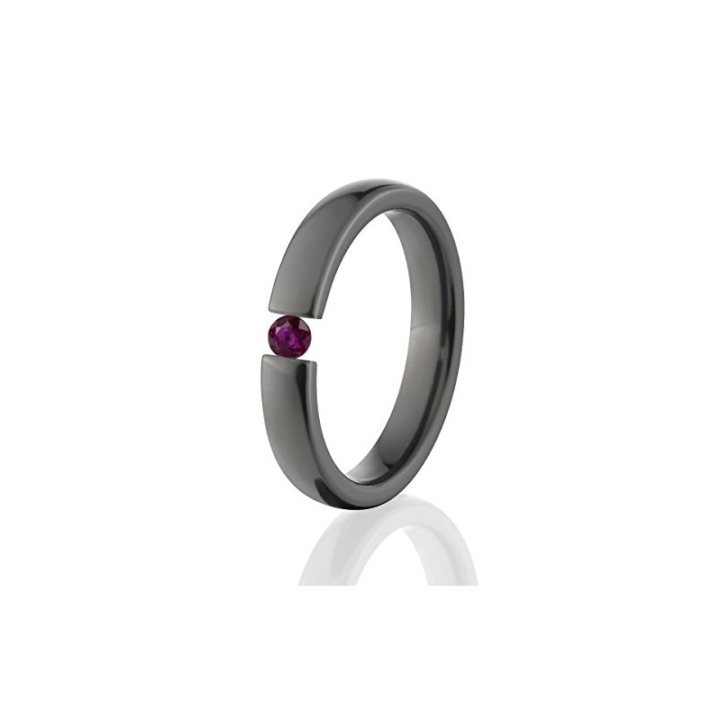 Ruby Ring Black Zirconium Tension Set Jewelry Stunning Ruby Band