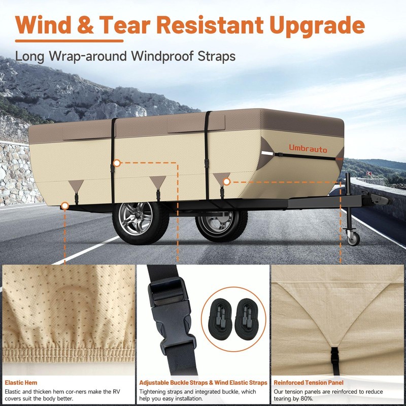 Umbrauto Pop Up Camper Cover for 12'-14' Folding Tent Trailer