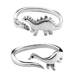chengxun Adjustable Dinosaur Ring for Women Girls Open Ring Jewelry Friends Gift 4 Pieces Metal, Metal