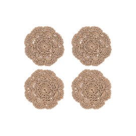 Phantomon Lace Round Crochet Doilies Handmade Coasters, 4-Inch, Pack of 4 (Chocolate Brown)