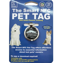 Tap and Share Smart NFC + QR Code Pet ID Tag - Online Pet Profile - Smart Passive Tracking & Instant Email Notification & Location Cloudbase Platform Update 24/7