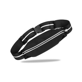Oasishade Running Belt for men and women, movable running phone holder, adjustable size lightweight running belt bag, waterproof night reflective waist pack, cycling exercise travel (BLACK), PB001