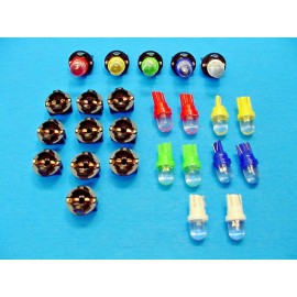 Lumiglow 15 Assorted Dome LEDs Light Bulbs 1/2" Sockets Instrument Panel Dash Imports