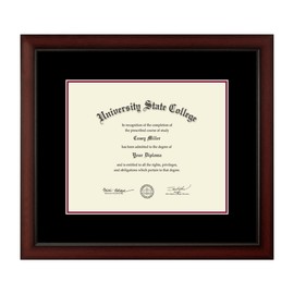 Framerly - 17" w x 14" h Diploma Frame - Eco-Friendly Cherry Moulding with Black and Garnet Matting