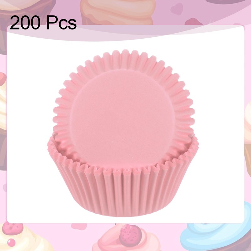 sourcing map 200 Count Cupcake Liners Pink Cupcake Cups Standard
