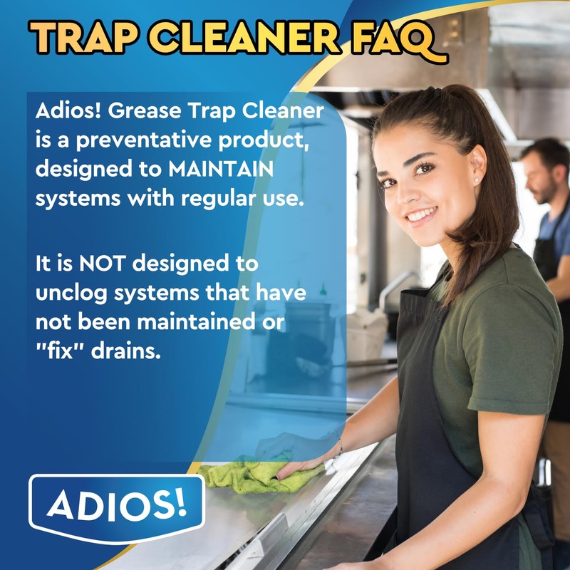 Adios! Professional Grease Trap Cleaner for FOG – Cleans Fats,