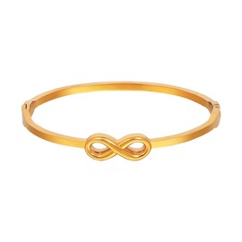 Eigso Titanium Steel Gold Bangle Bracelet for Women Mobius Infinity Love Pendant Wristband for Woman Man