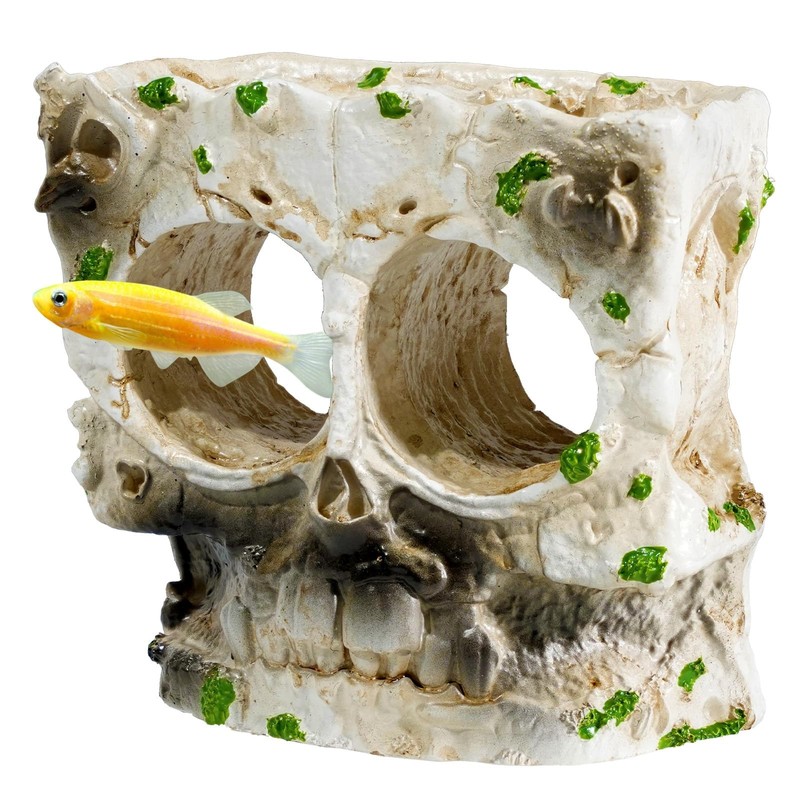 Exasinine Skull Aquarium Decoration Cave Fish Tank Skull Hideout Rock