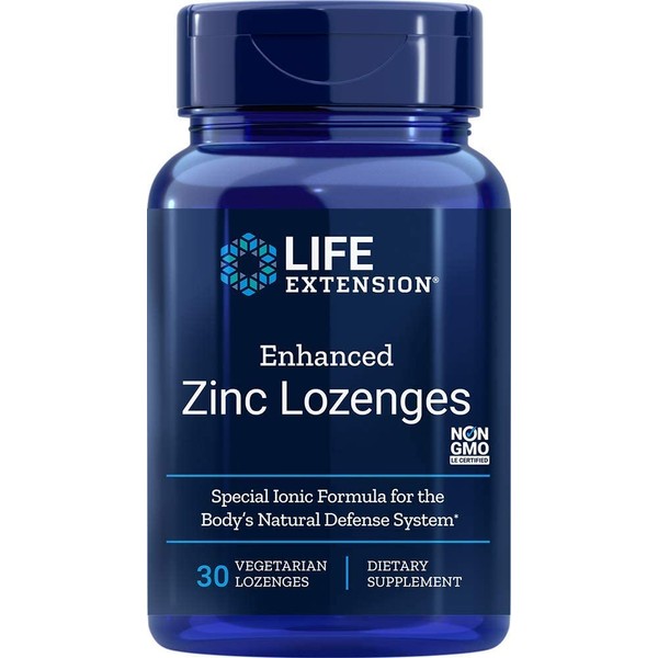 Life Extension Enhanced Zinc Lozenges, Defend Yourself Against Seasonal Immune Challenges, Peppermint, Gluten-Free, Non-GMO, Vegetarian, 30 Count