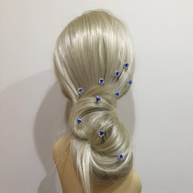 MontCherry Wedding Prom Silver Crystal Diamante Rose Flower Hair Pins