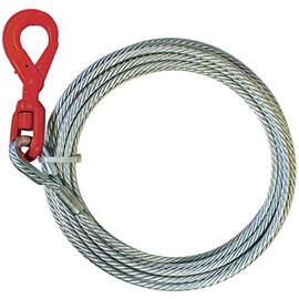 VULCAN Winch Cable - Self-Locking Swivel Hook - Classic Galvanized Steel Core - 3/8 Inch x 100 Foot - 14,000 Pounds Minimum Breaking Strength