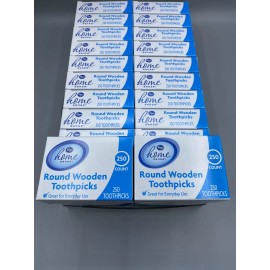 KROGER TOOTHPICKS WOODEN ROUND (24) BOXES OF 250 = 6,000 TOOTHPICK FACTORY SEALED (NEW)