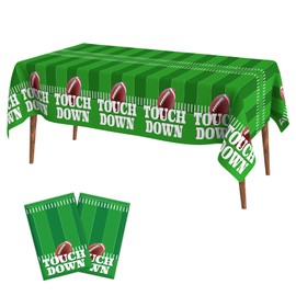 Football Tablecloth, Football Party Decorations 2 PCS Plastic Football Table Cloth Disposable Football Field Tablecloths Football Table Cover for Football Themed Party Supplies Birthday 54" X 108"