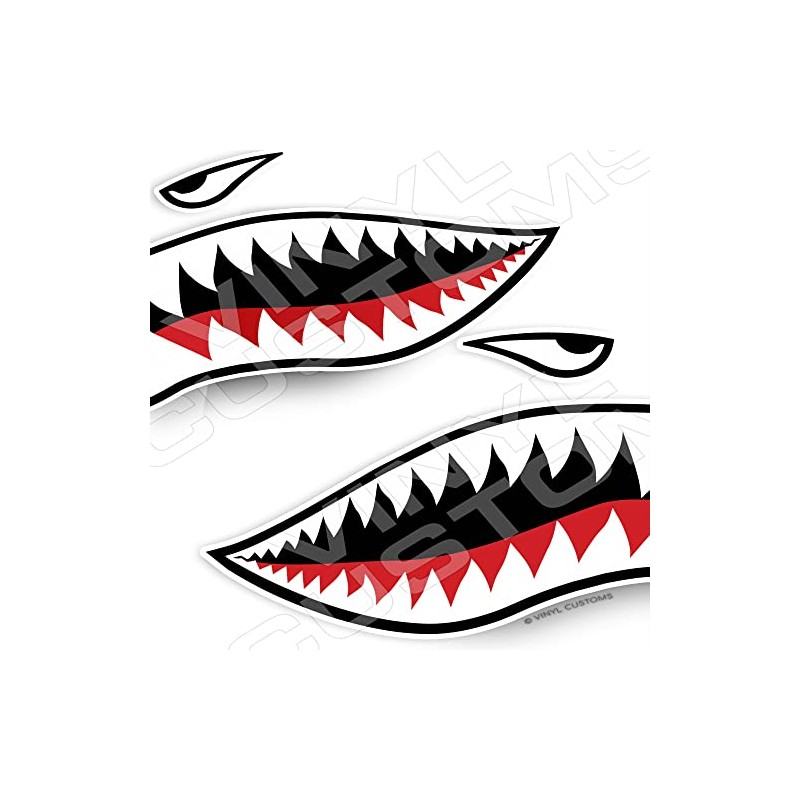 Flying Tigers Decals Shark Teeth Stickers (20" inches - 1