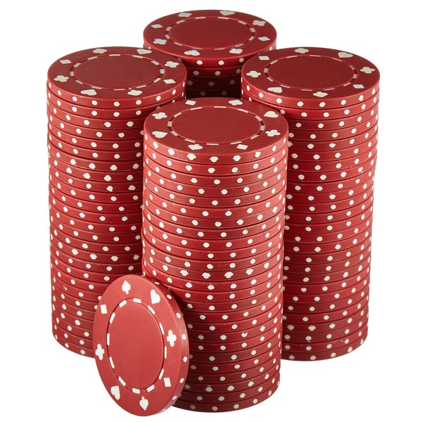 MBG Brybelly 100-pack Suited Poker Chips - 11.5 Gram Casino Grade Quality Chip Set - Non-denominated Blank Poker Chips - PerfectPoker, Texas Hold Em, Blackjack, Casino Games, Card PlayersTokens (Red)