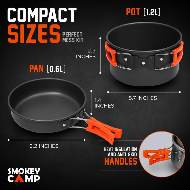 11 Pcs Smokey Camp Backpacking Cooking Set - Compact Camping