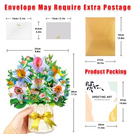 GREETING ART Pop Up Daffodil Cards, Mothers Day Cards Pop Up, Flowers 3D Greeting Card, Daffodil Gifts for Birthday, Mother's Day, Anniversary, Valentines Day, Get Well,Thank You